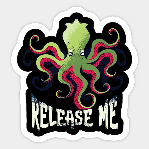 Kraken - Release Me Sea Monster Pun Sticker by Bluebird Moon